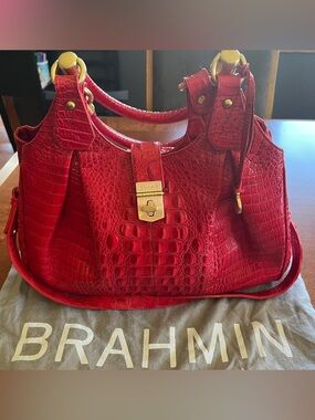 BRAHMIN ELISA HOBO RED
MELBOURNE Genuine LEATHER
SATCHEL SHOULDER BAG HANDBAG